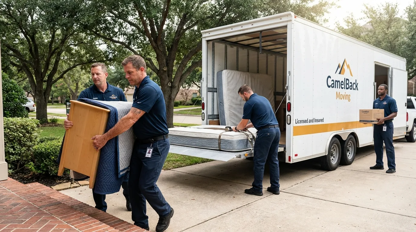 Crew loading residential truck for cross-state move from Westville, NJ