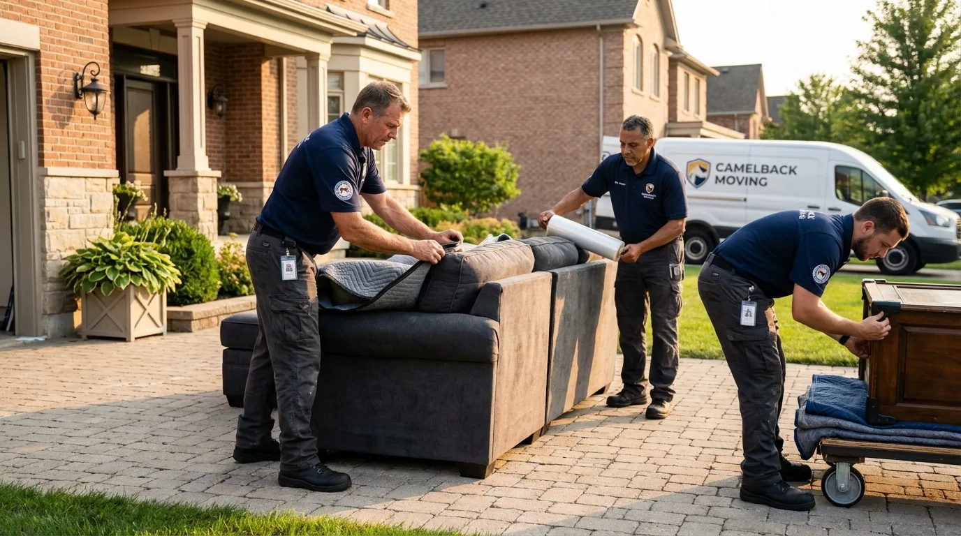 Large estate moving crew wrapping furniture in Westville, NJ