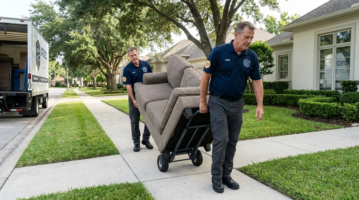 Local residential moving crew loading furniture in Westville, NJ